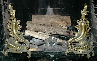 Lot 213 - Pair of Louis XV Style Gilt-Bronze Chenets;...