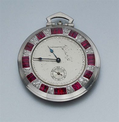 Lot 423 - Synthetic Ruby and Diamond Pendant-Watch