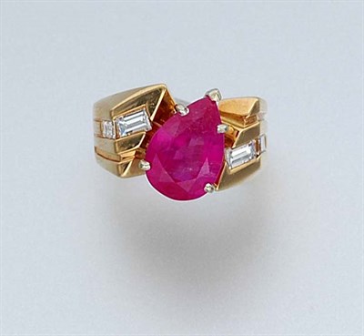 Lot 743 - Gold, Ruby and Diamond Ring