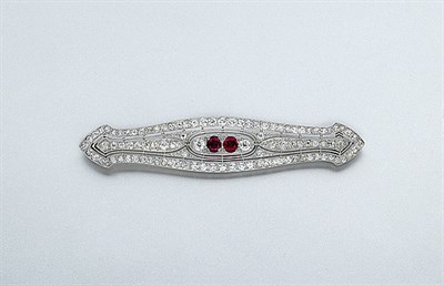 Lot 379 - Ruby and Diamond Bar Brooch