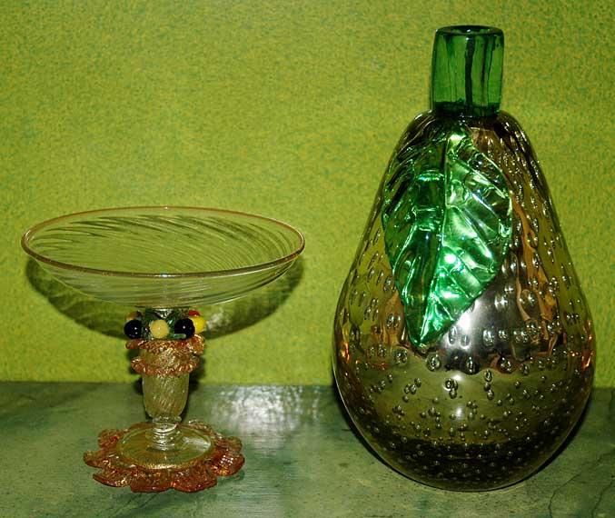 Lot 168 - Murano Glass Pyriform Vase and Glass Compote...