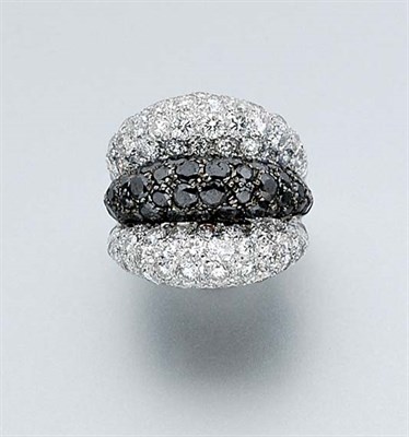 Lot 509 - Diamond and Black Diamond Bombe Ring