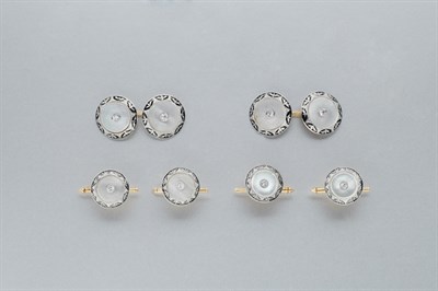 Lot 118 - Mother-of-Pearl, Diamond and Enamel Dress Set