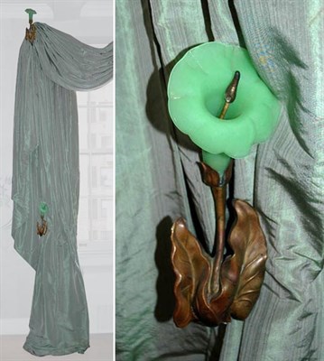 Lot 177 - Set of Four French Gilt-Metal and Green Glass...