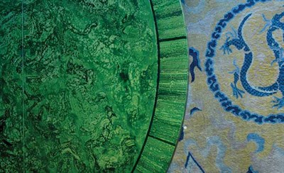 Lot 222 - Faux Marble Painted Gate Leg Drop-Leaf Table...