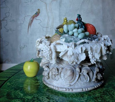 Lot 223 - Continental Carved Alabaster Center Bowl Late...