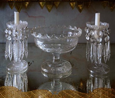 Lot 182 - Pair of Anglo Irish Victorian Cut Glass Lustre...