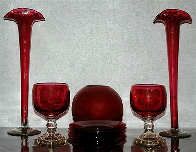Lot 176 - Group of Ruby Colored Glassware Articles...