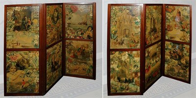 Lot 221 - Victorian Mahogany and Decoupage Three-Fold...