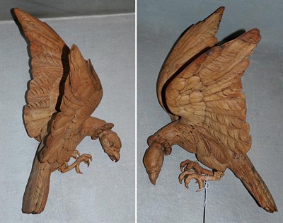 Lot 220 - Pair of Carved Wood Wall Appliques of Hawks In...