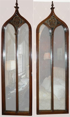 Lot 126 - Pair of Victorian Gothic Revival Oak Mirrors...