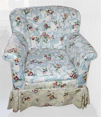 Lot 136 - Two Floral Upholstered Club Chairs and Ottoman...