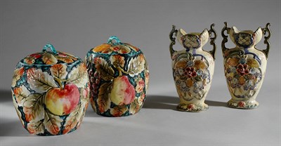 Lot 170 - Pair of German Faience Vases; Together with a...