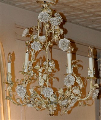 Lot 157 - Louis XV Style White Painted Tole and...