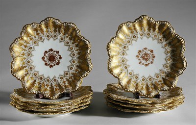 Lot 142 - Set of Ten Dresden Gilt Decorated Dessert...