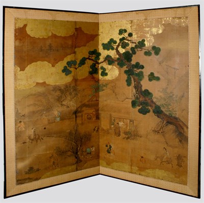 Lot 127 - Japanese Two-Panel Screen Edo Period Ink and...