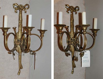 Lot 3107 - Pair of Louis XVI Style Gilt-Metal Three-Light...