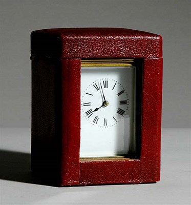Lot 3250 - French Brass Carriage Clock Enamel dial with...