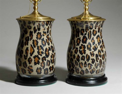 Lot 3205 - Pair of Decoupage Single-Light Lamps Each...