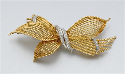 Lot 705 - Gold and Diamond Bow Brooch