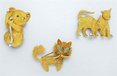 Lot 80 - Three Gold Animal Brooches