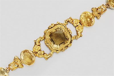 Lot 329 - Gold, Citrine Intaglio and Citrine Bracelet