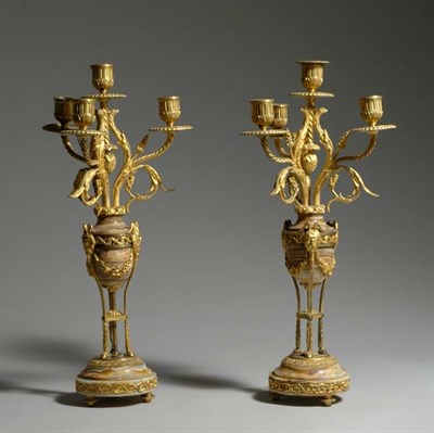 Lot 3261 - Pair of Louis XVI Style Gilt-Metal and Agate...