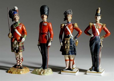Lot 3268 - Four Continental Porcelain Figures of Men in...