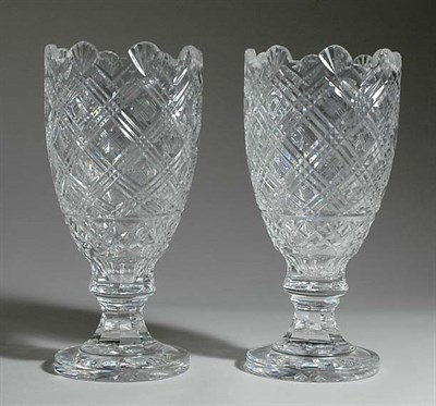 Lot 3198 - Pair of Waterford Crystal Vases Height 13 inches.