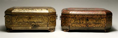 Lot 4218 - Two Chinese Export Gilt Decorated Lacquered...