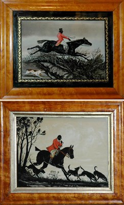 Lot 3220 - Group of Eleven English Reverse Painted Glass...