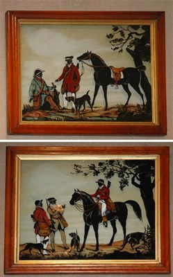 Lot 3221 - Two English Reverse Painted Glass Pictures...