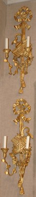 Lot 3297 - Pair of Neoclassical Style Gilt-Wood Two-Light...