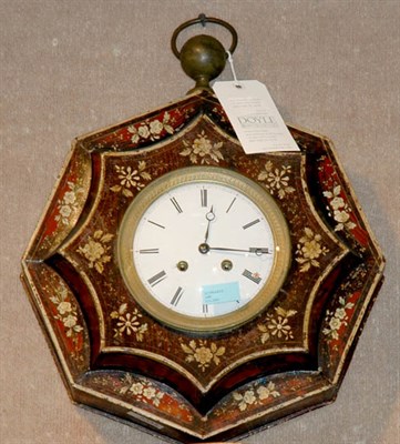 Lot 3300 - French Tole Painted Wall Clock Height 19 inches.