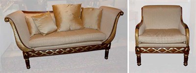 Lot 3599 - Empire Style Parcel Gilt Mahogany Settee Of...