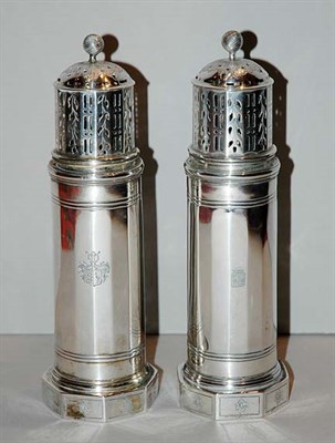 Lot 3240 - Pair of Continental Silver Muffineers Each of...