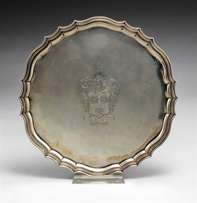 Lot 3242 - Continental Silver Salver Of shaped circular...