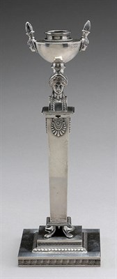 Lot 3201 - Faberge Style Silver Candlestick In the...