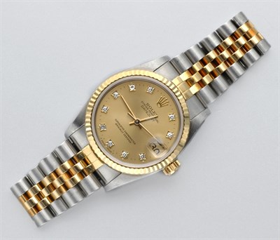 Lot 490 - Stainless Steel, Gold and Diamond Wristwatch