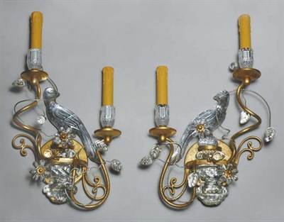 Lot 3332 - Pair of Gilt-Metal and Crystal Bird-Form...