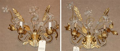 Lot 3333 - Pair of Gilt-Metal and Crystal Floral and...