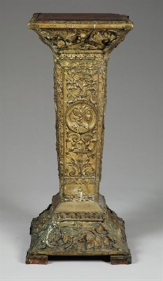 Lot 3371 - Renaissance Style Embossed Brass and Pine...