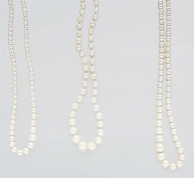 Lot 268 - Two Cultured Pearl Necklaces and One Cultured Pearl Strand