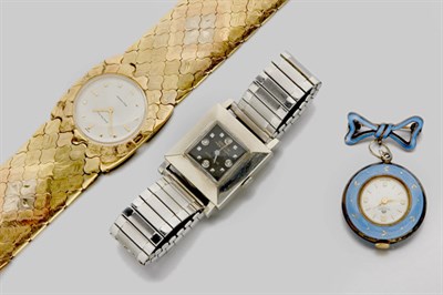 Lot 271 - Three Wristwatches and an Enamel Lapel Watch