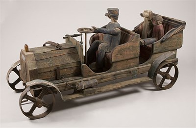 Lot 2108 - Painted and Carved Wood Model of a Locomobile...