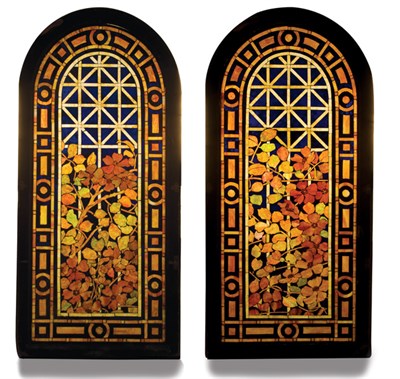 Lot 4349 - Pair of American Cement Set Glass Windows...
