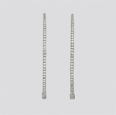 Lot 472 - Pair of Diamond Hoop Earrings