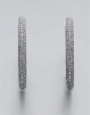 Lot 398 - Pair of Diamond Hoop Earrings