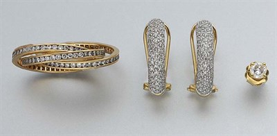 Lot 758 - Group of Gold and Diamond Jewelry and a Simulated Diamond Pendant