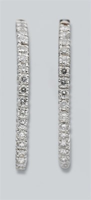Lot 477 - Pair of Diamond Hoop Earrings